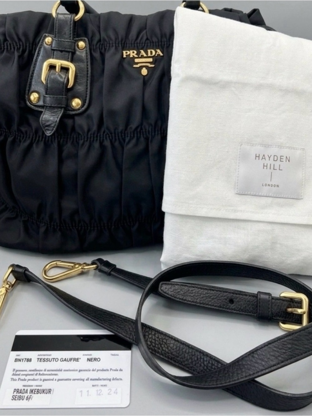 Prada BN1788 Tessuto Gaufre satchel in timeless Nero